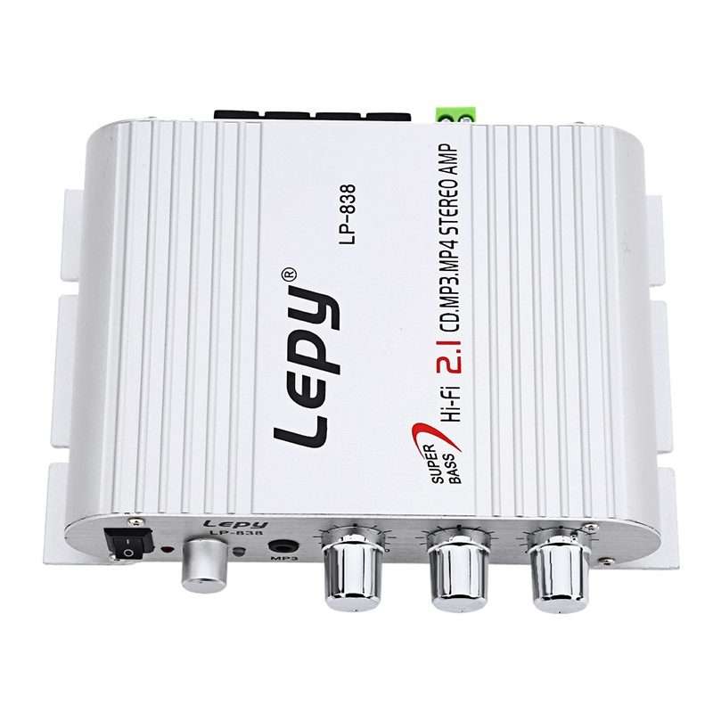Car 2.1CH HIFI Subwoofer Amplifier Audio, Support MP3(Silver)