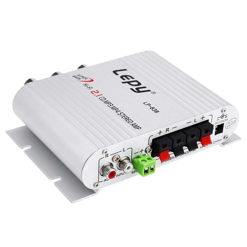 Car 2.1CH HIFI Subwoofer Amplifier Audio, Support MP3(Silver)