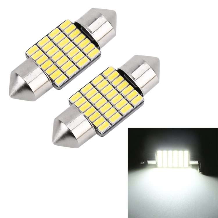 2 PCS 31mm DC12V / 1.2W / 6000K / 80LM 28LEDs SMD-3014 Car License Plate Light / Dome Light, with