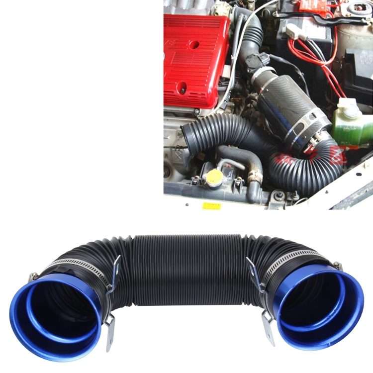 Car Auto Universal Tube Air Filter Adjustable Cold Air Injection Intake System Pipe Wit ... (Blue)