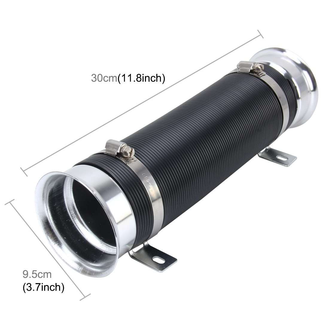 Car Auto Universal Tube Air Filter Adjustable Cold Air Injection Intake System Pipe W ... (Silver)