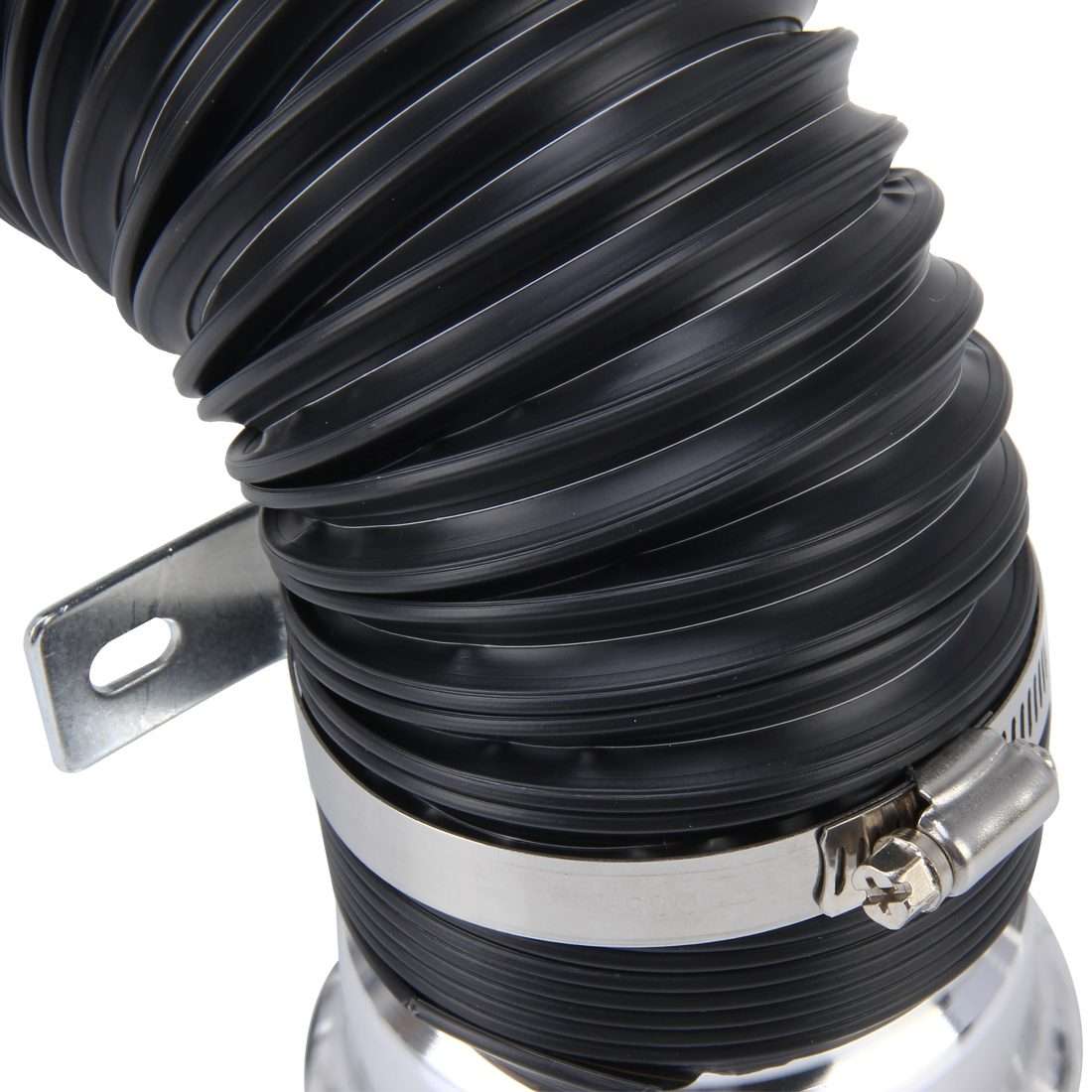 Car Auto Universal Tube Air Filter Adjustable Cold Air Injection Intake System Pipe W ... (Silver)