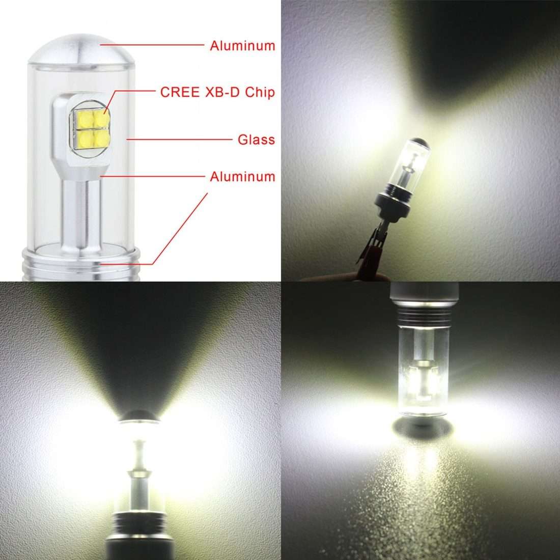 2 PCS H4 40W 800 LM 6000K 8 LEDs Car Fog Lights, DC 12V(White Light)