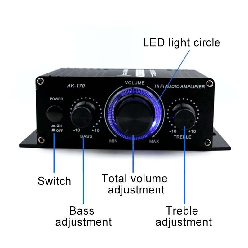 AK170 Car Mini HIFI Amplifier Audio DC 12V
