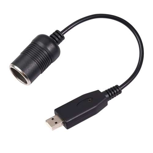 Car Converter USB Port to Car Cigarette Lighter Socket Female 5V to 12V Boost Power Ad ... (Black)
