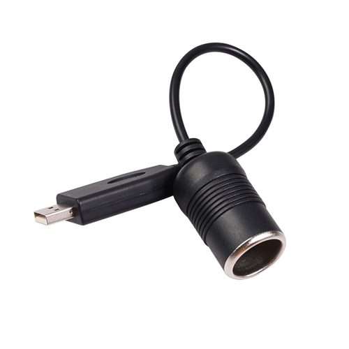 Car Converter USB Port to Car Cigarette Lighter Socket Female 5V to 12V Boost Power Ad ... (Black)