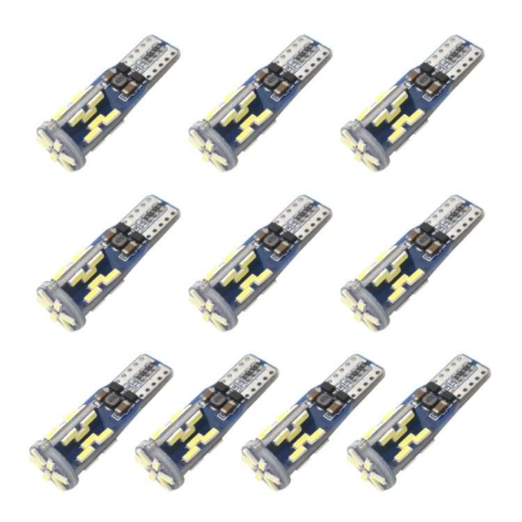 10 PCS T10 DC12V / 3W / 6000K / 180LM Car Canbus Decoding LED Clearance Lights with 30LEDs SMD-404