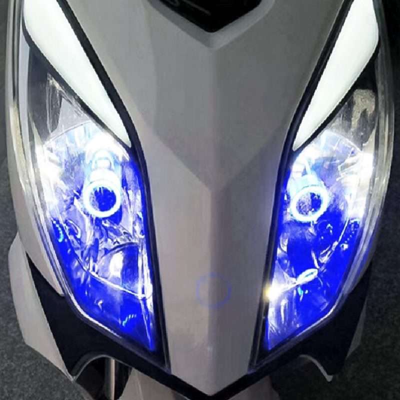 H4 DC12-80V / 20W / 6000K / 2000LM Motorcycle Headlight with Angel Eyes (Red)