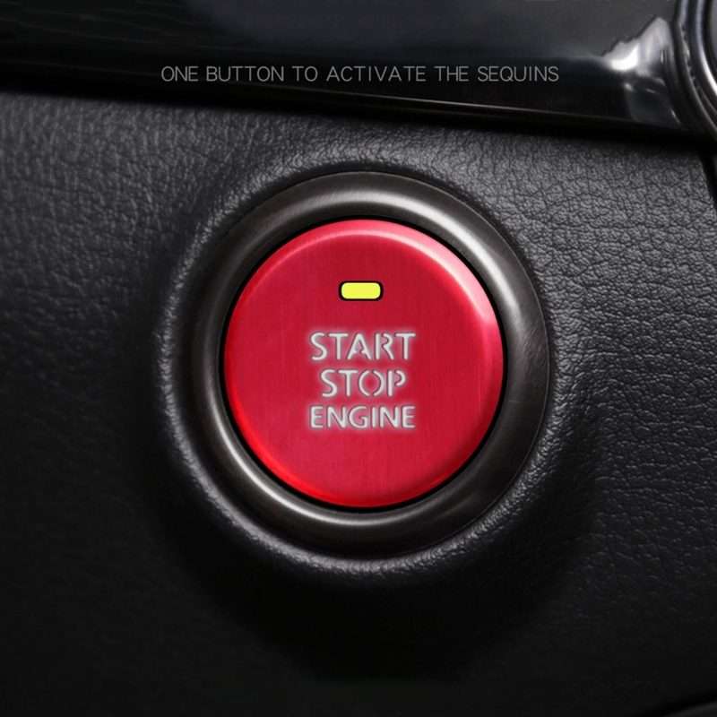 Car Engine Start Key Push Button Inner Ring Trim Sticker Decoration for Mazda Axela CX-3 ... (Red)