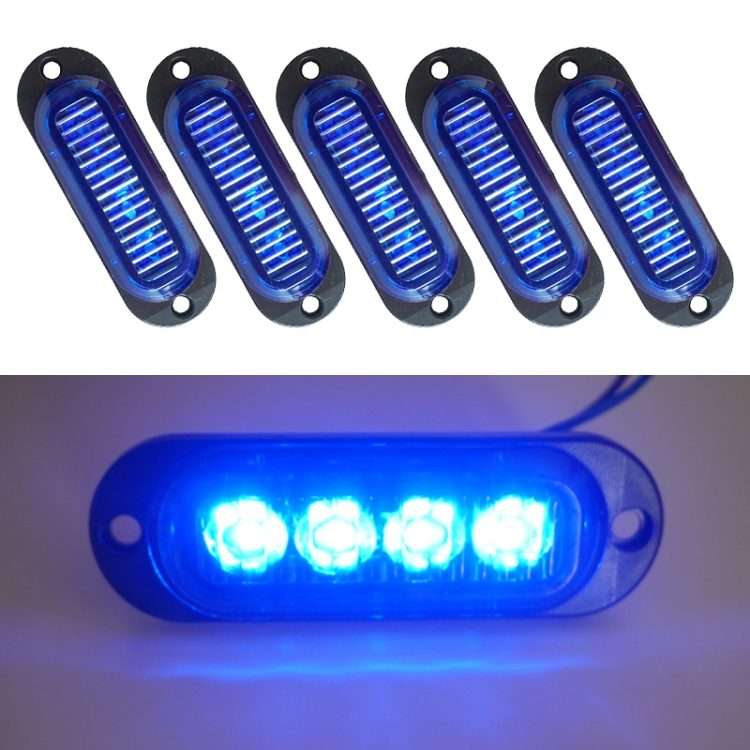 5 PCS MK-087 Car / Truck 4LEDs Side Marker Indicator Lights Bulb Lamp (Blue Light)