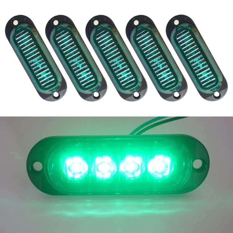 5 PCS MK-087 Car / Truck 4LEDs Side Marker Indicator Lights Bulb Lamp (Green Light)