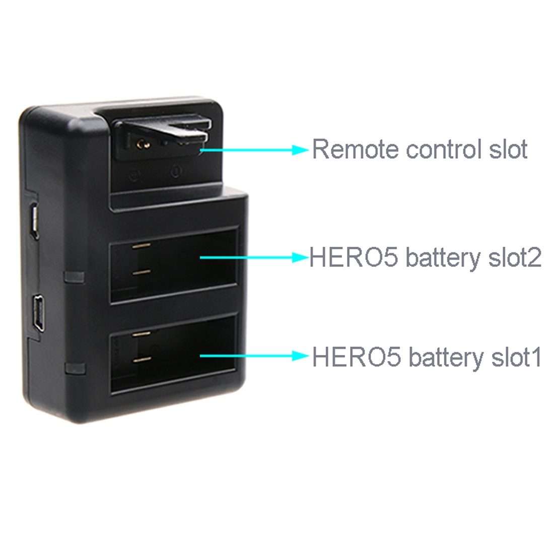 Dual Batteries Charger + Remote Control Charger with USB Cable for GoPro HERO7 Black ... (Black)