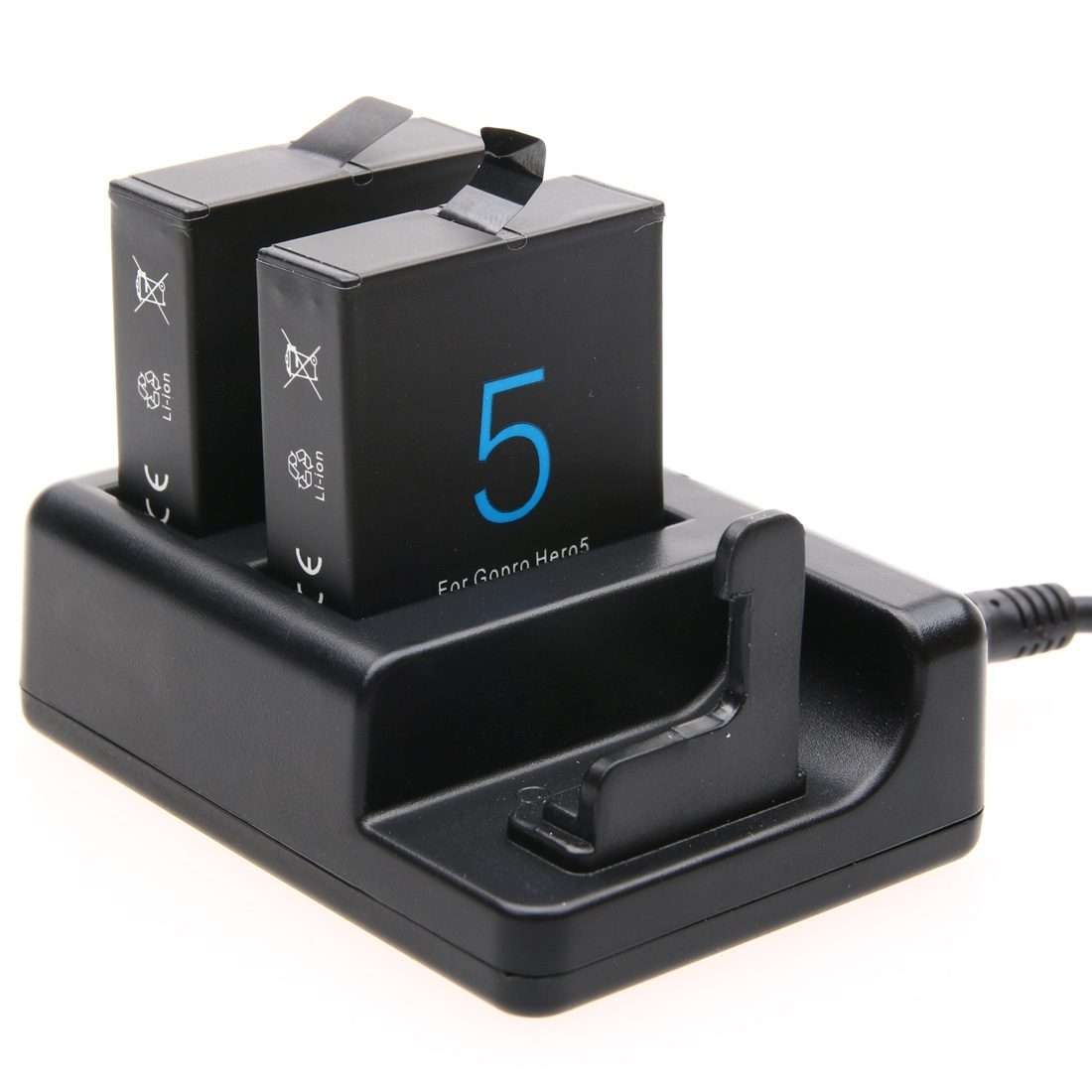 Dual Batteries Charger + Remote Control Charger with USB Cable for GoPro HERO7 Black ... (Black)