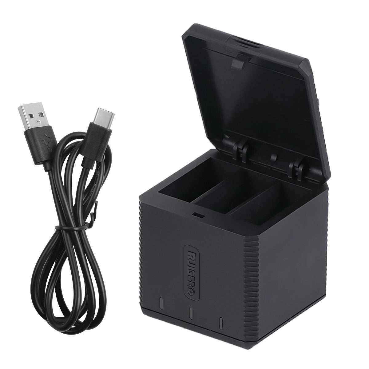 RUIGPRO USB Triple Batteries Housing Charger Box with Cable & Indicator Light for GoPr ... (Black)