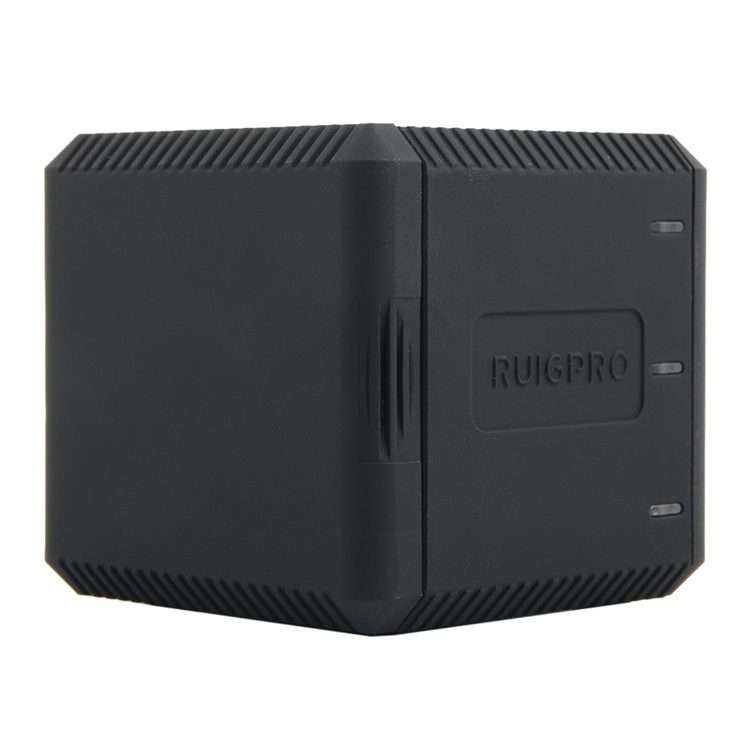 RUIGPRO USB Triple Batteries Housing Charger Box with USB Cable & LED Indicator Light ... (Black)