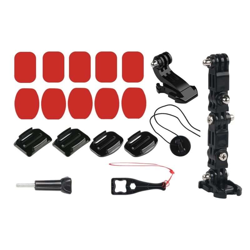 Cycling Helmet Adhesive Multi-Joint Arm Fixed Mount Set with J-Hook Buckle Mount & Screw for GoPro