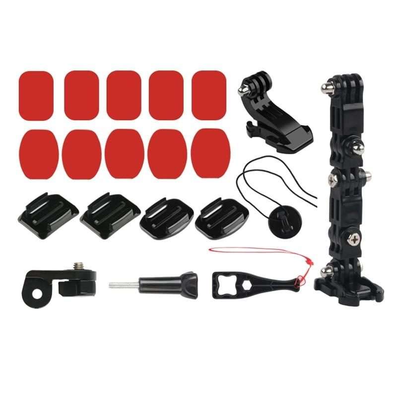 Cycling Helmet Adhesive Multi-Joint Arm Fixed Mount Set with J-Hook Buckle Mount & Adapter & Screw