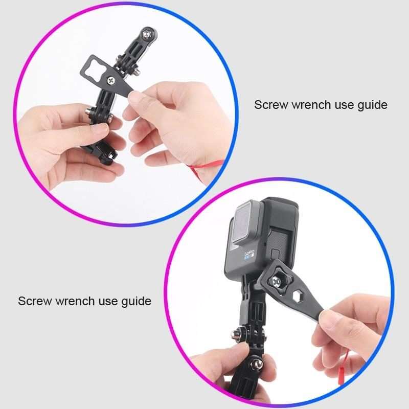 Cycling Helmet Adhesive Multi-Joint Arm Fixed Mount Set with J-Hook Buckle Mount & Adapter & Screw