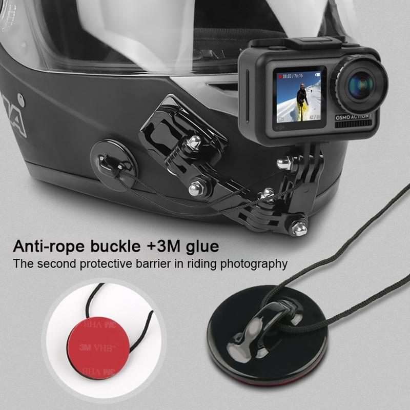 Cycling Helmet Adhesive Multi-Joint Arm Fixed Mount Set with J-Hook Buckle Mount & Adapter & Screw