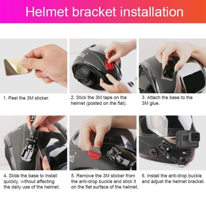 Cycling Helmet Adhesive Multi-Joint Arm Fixed Mount Set with J-Hook Buckle Mount & Adapter & Screw