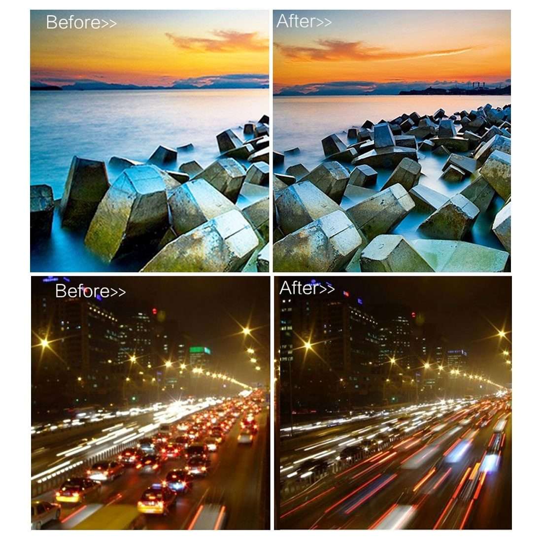 JUNESTAR Proffesional 58mm Lens Filter ND Filter Kits (ND2 + ND4 + ND8) for GoPro & Xiaomi Xiaoyi
