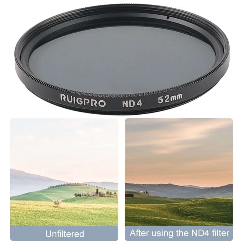 RUIGPRO for GoPro HERO 7/6 /5 Professional 52mm ND4 Lens Filter with Filter Adapter Ring & Lens Ca