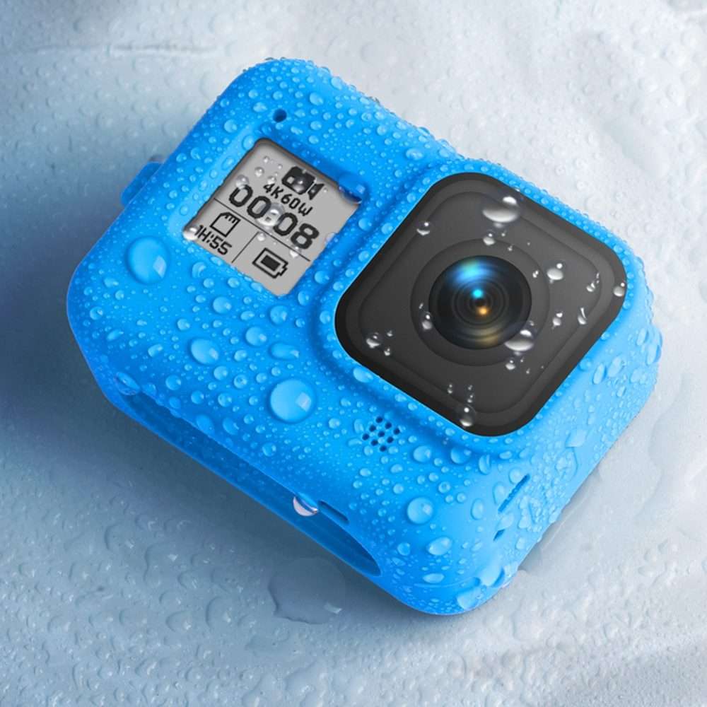 Silicone Protective Case Cover with Wrist Strap for GoPro HERO8 Black(Blue)