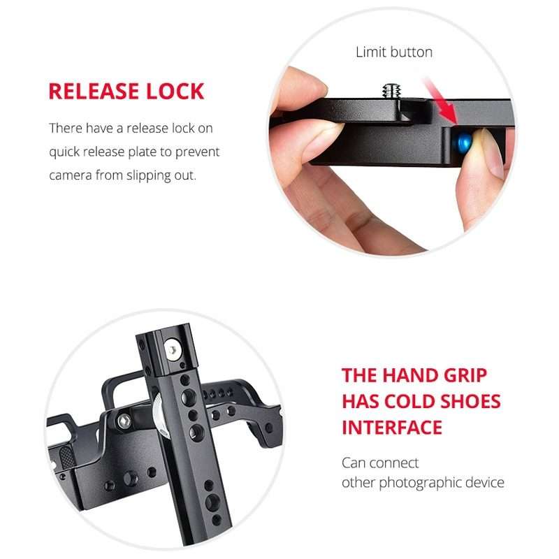 YELANGU C9-A YLG0911A Handle Video Camera Cage Stabilizer for DJI BMPCC 4K(Black)