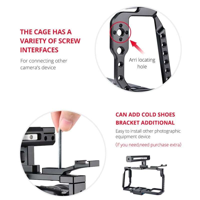 YELANGU C9-A YLG0911A Handle Video Camera Cage Stabilizer for DJI BMPCC 4K(Black)