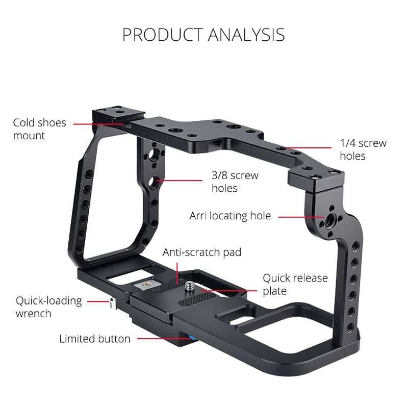 YELANGU C9 YLG0911A-A Video Camera Cage Stabilizer for DJI BMPCC 4K (Black)