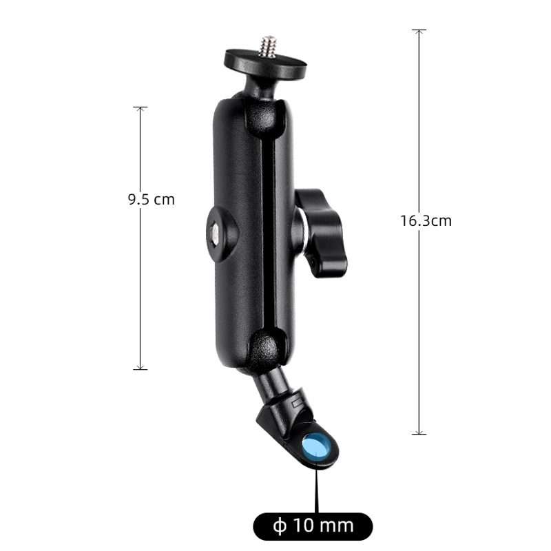 9.0cm Connecting Rod 20mm Ball Head Motorcycle Rearview Mirror Screw Hole Fixed Mount ... (Black)