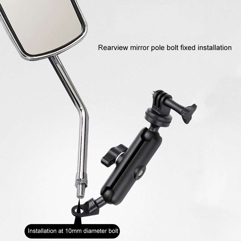 9.0cm Connecting Rod 20mm Ball Head Motorcycle Rearview Mirror Screw Hole Fixed Mount ... (Black)