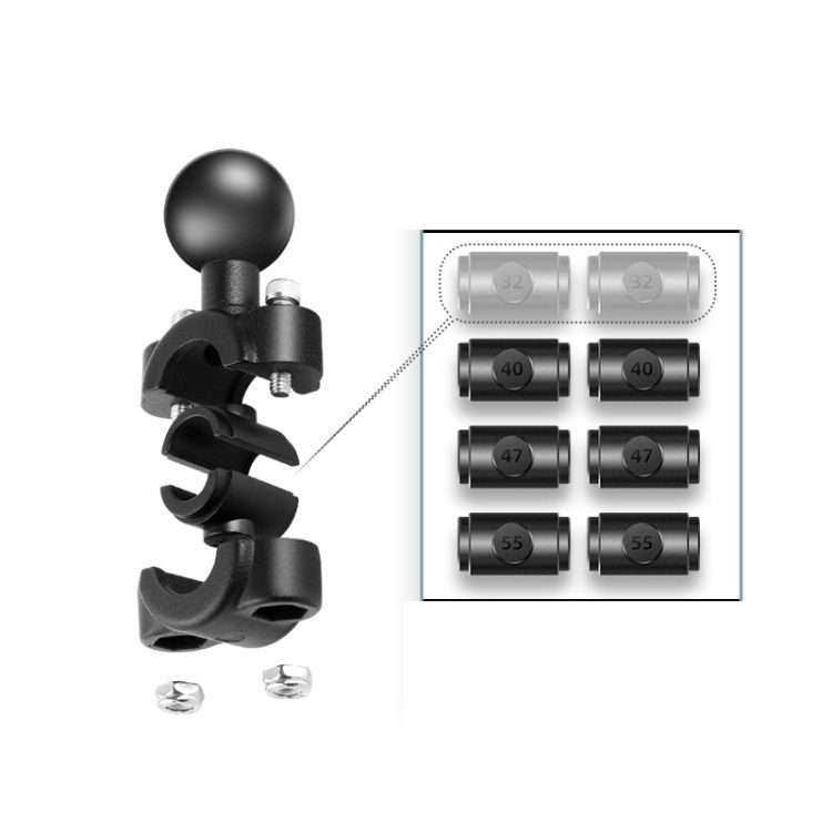 25mm Ball Head Motorcycle Rearview Mirror Fixed Mount Holder with 4 Styles Gaskets for ... (Black)