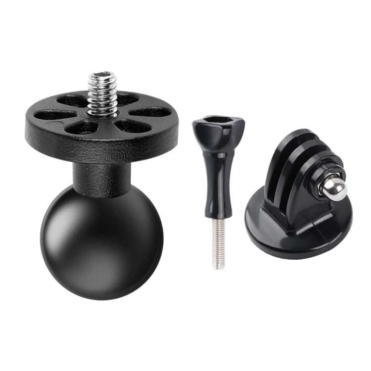1/4 inch Screw 25mm Ball Head Motorcycle Fixed Mount Holder with Tripod Adapter & Scre ... (Black)