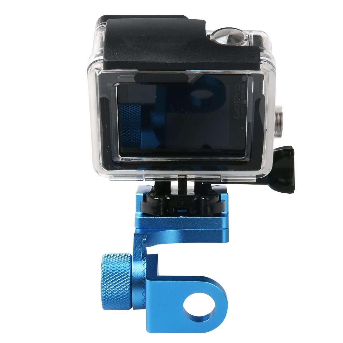 Motorcycle Rearview Mirror CNC Aluminum Alloy Stent Fixed Bracket Holder for GoPro, Ins ... (Blue)