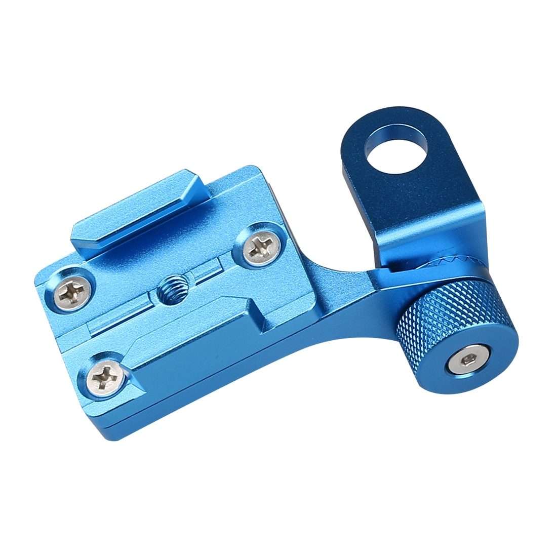 Motorcycle Rearview Mirror CNC Aluminum Alloy Stent Fixed Bracket Holder for GoPro, Ins ... (Blue)
