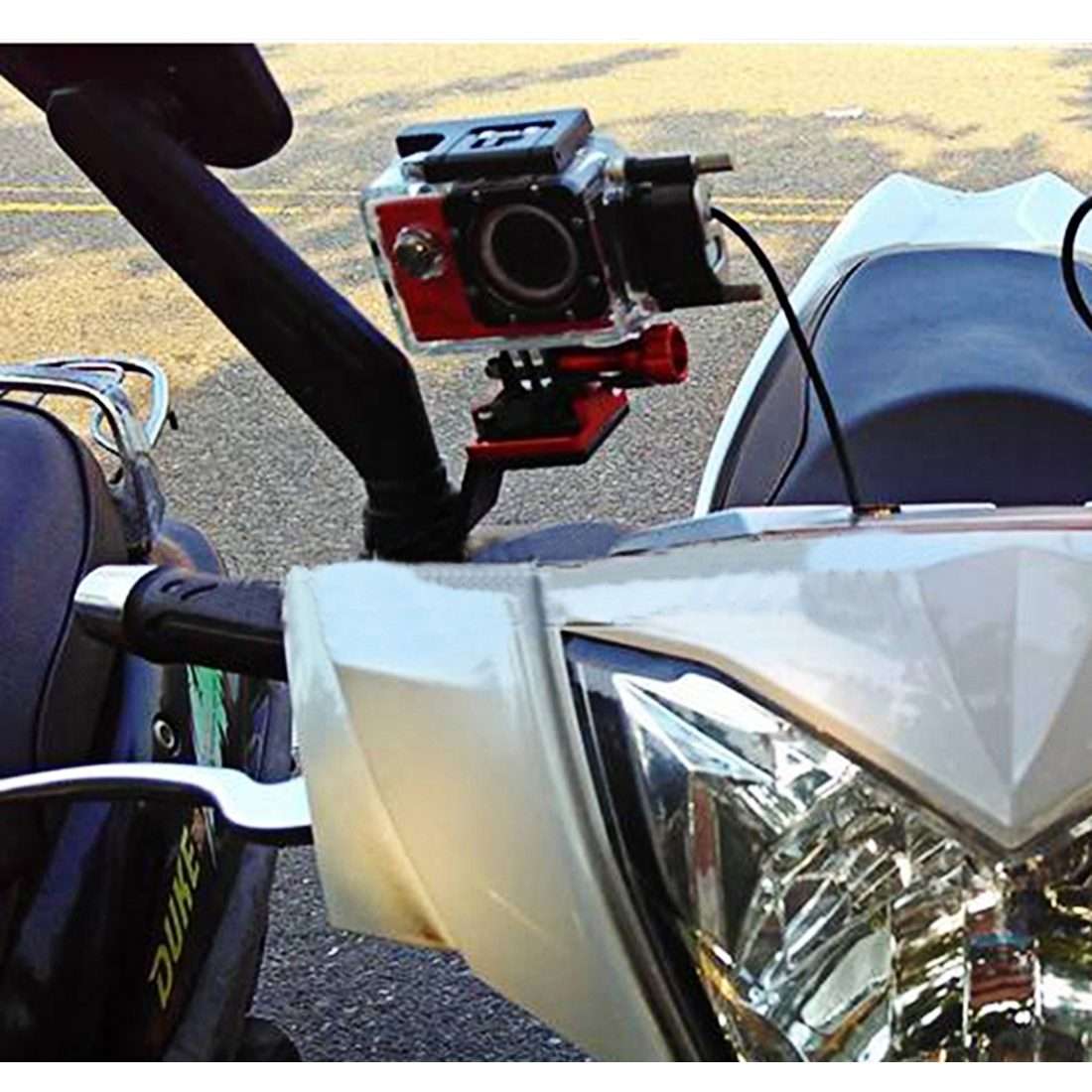 Motorcycle Rearview Mirror CNC Aluminum Alloy Stent Fixed Bracket Holder for GoPro, Inst ... (Red)