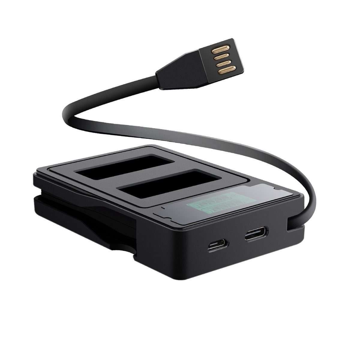 LCD Screen Dual Batteries Charger with Displays Charging Capacity for GoPro HERO9 Blac ... (Black)