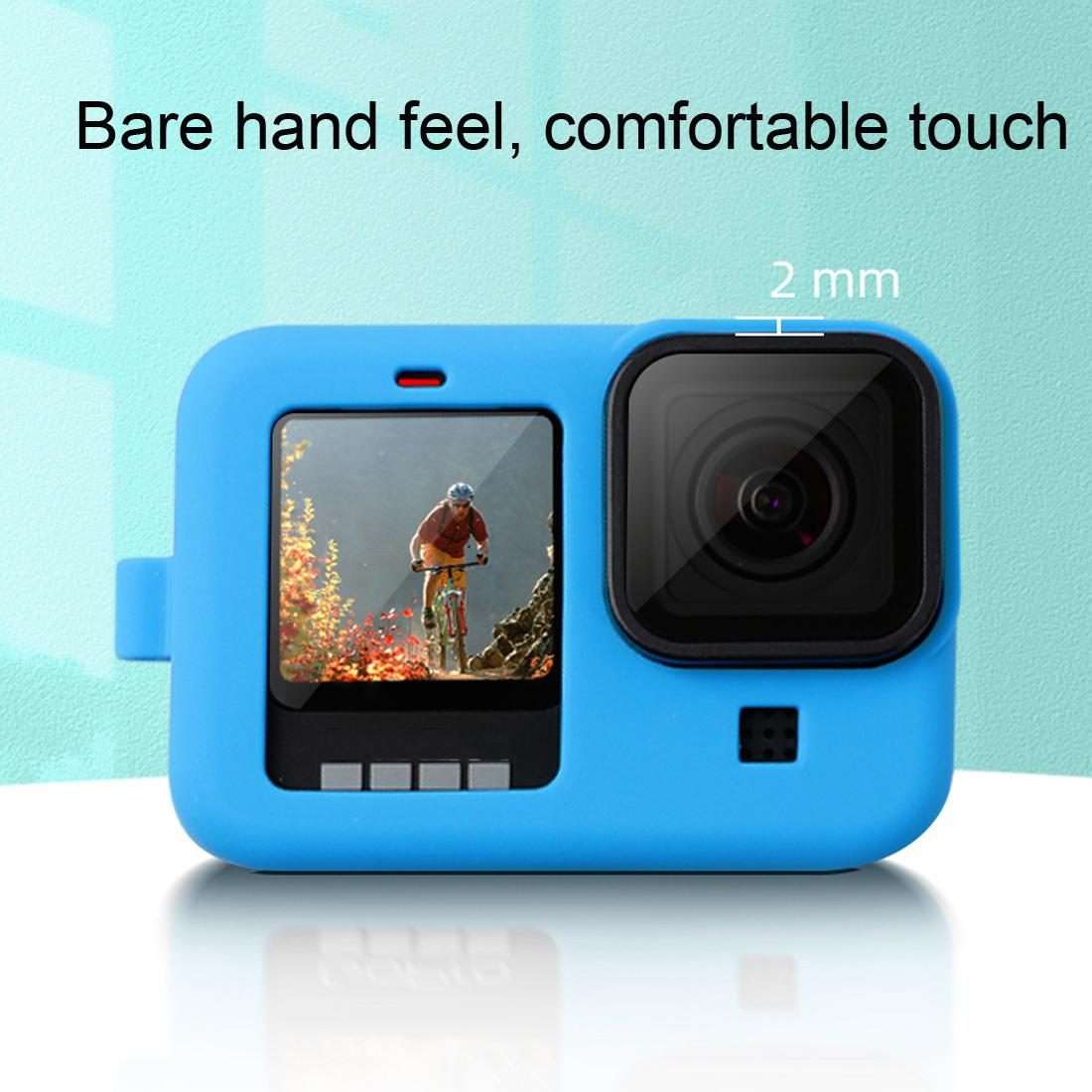 For GoPro HERO10 Black / HERO9 Black Silicone Protective Case Cover with Wrist Strap & ... (Black)