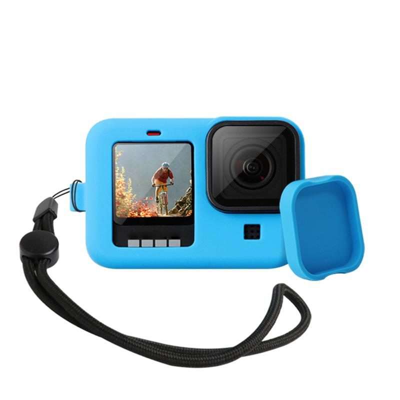 For GoPro HERO10 Black / HERO9 Black Silicone Protective Case Cover with Wrist Strap & ... (Blue)