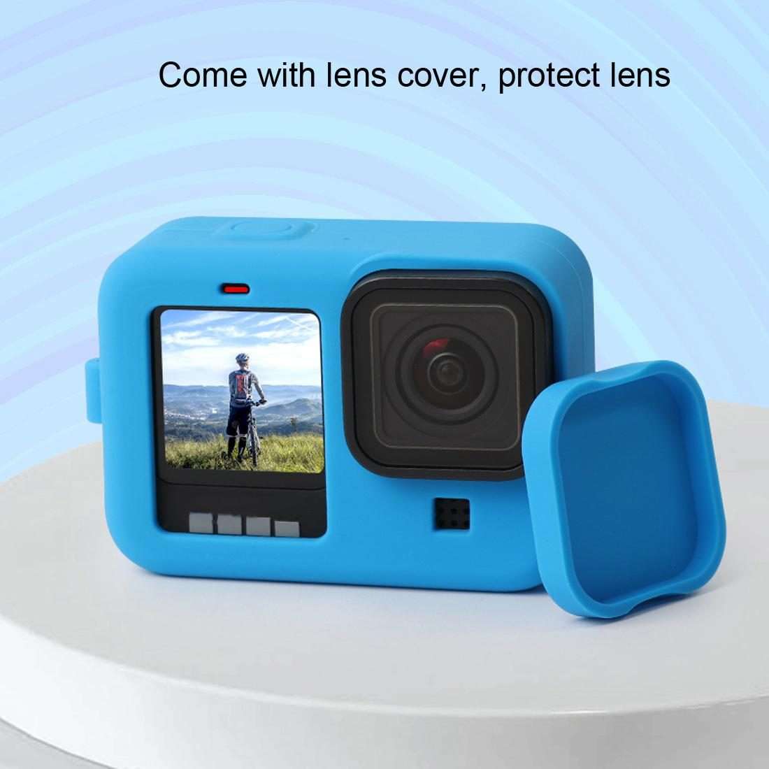 For GoPro HERO10 Black / HERO9 Black Silicone Protective Case Cover with Wrist Strap & ... (Blue)