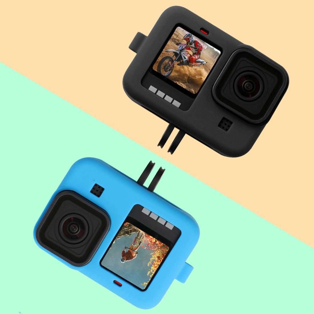 For GoPro HERO10 Black / HERO9 Black Silicone Protective Case Cover with Wrist Strap & ... (Blue)