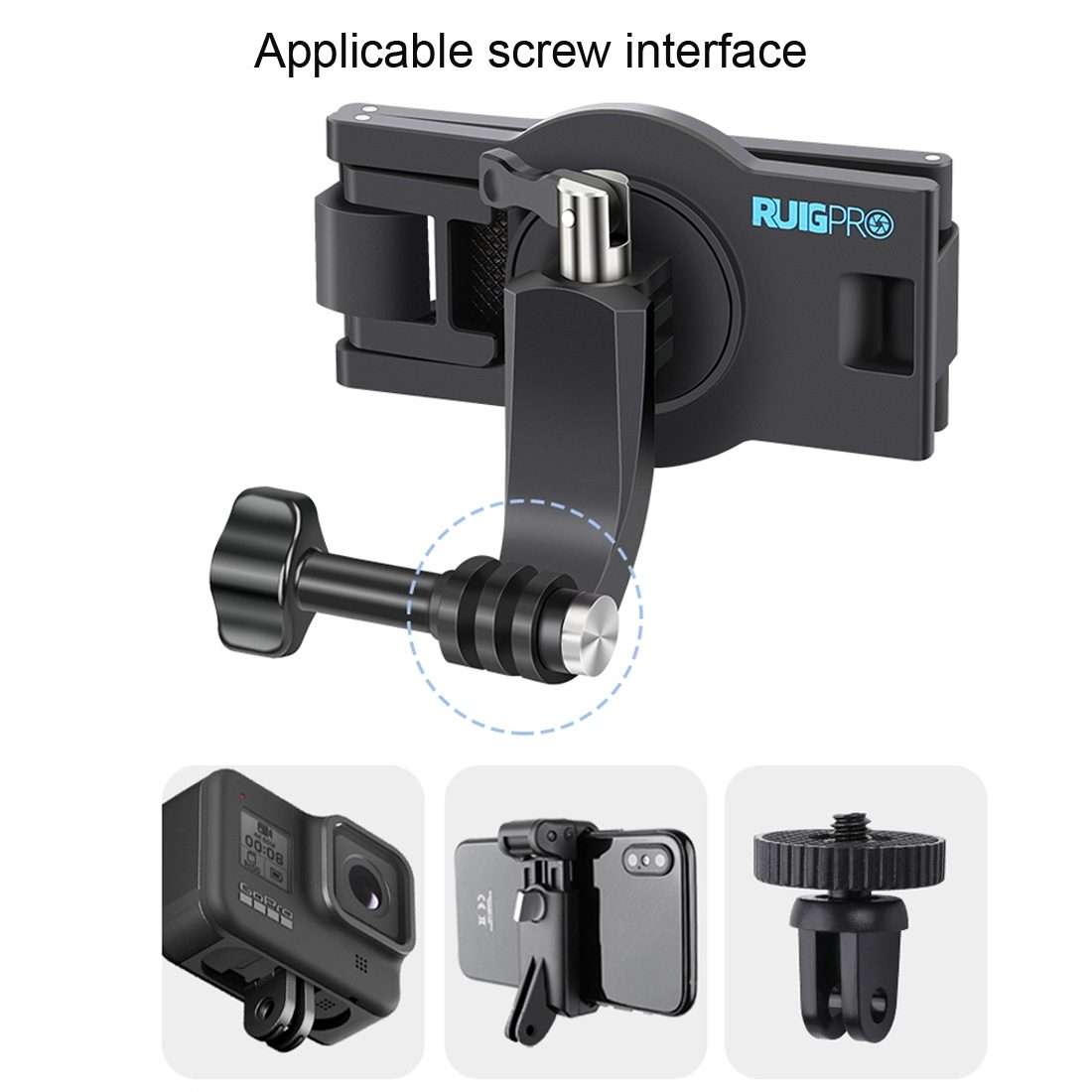 RUIGPRO 360 Degree Rotating Quick Release Strap Mount Shoulder Backpack Mount for GoPr ... (Black)