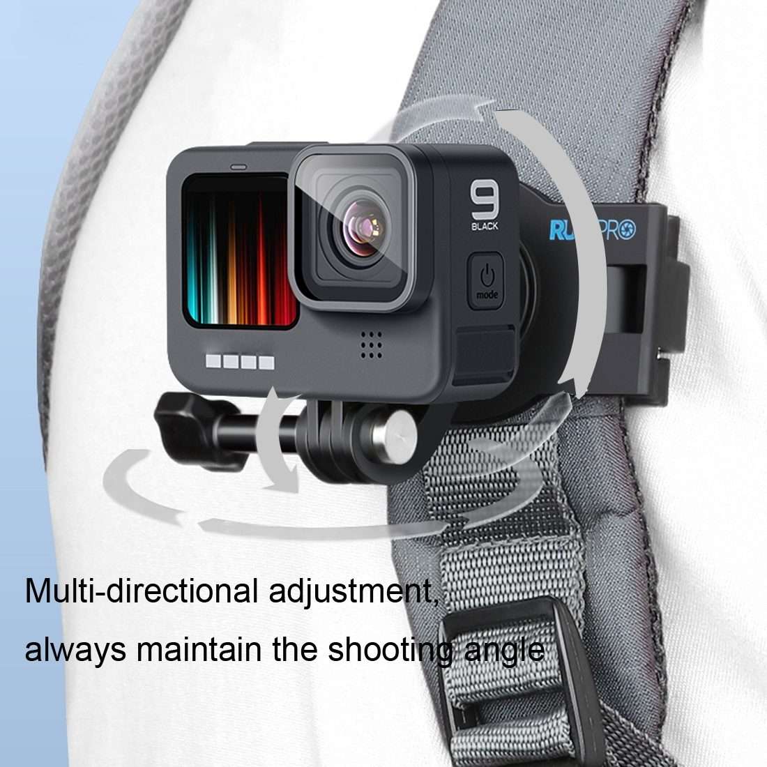 RUIGPRO 360 Degree Rotating Quick Release Strap Mount Shoulder Backpack Mount for GoPr ... (Black)