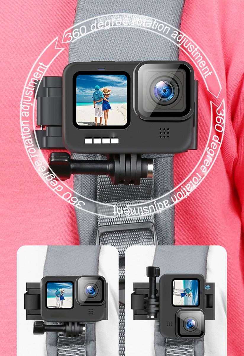 RUIGPRO 360 Degree Rotating Quick Release Strap Mount Shoulder Backpack Mount for GoPr ... (Black)