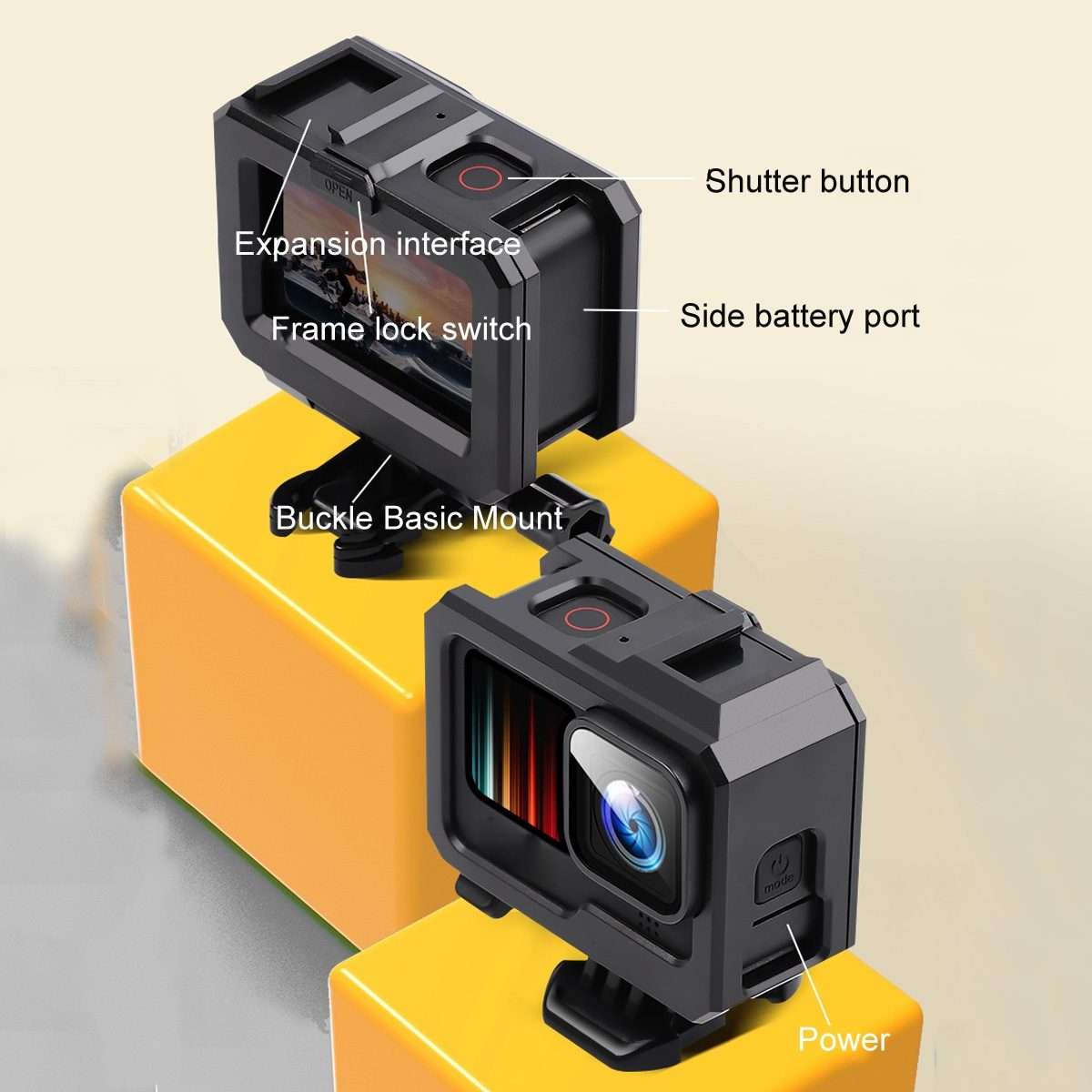 For GoPro HERO10 Black / HERO9 Black ABS Plastic Border Frame Mount Protective Case wi ... (Black)
