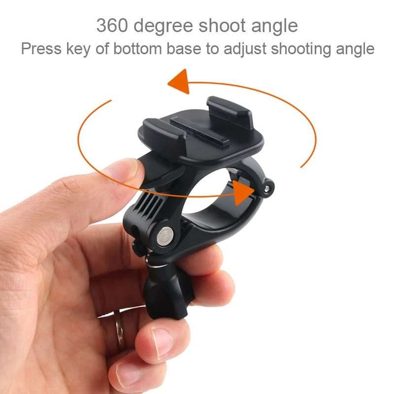 GP435 Small Size Bicycle Motorcycle Handlebar Fixing Mount for GoPro, Insta360, DJI an ... (Black)