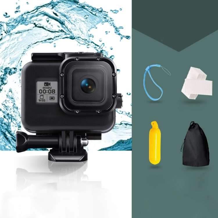 For GoPro HERO8 Black 45m Waterproof Housing Protective Case with Buckle Basic Mount & ... (Black)