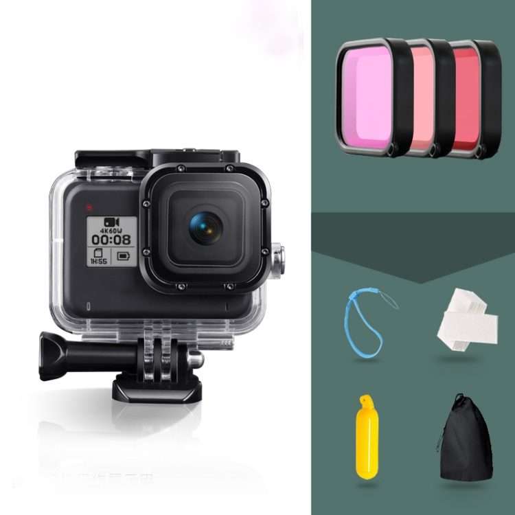 For GoPro HERO8 Black 45m Waterproof Housing Protective Case with Buckle Basic M ... (Transparent)