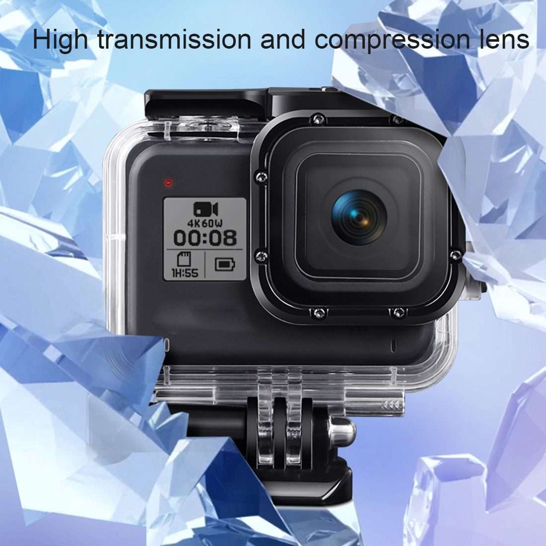 For GoPro HERO8 Black 45m Waterproof Housing Protective Case with Buckle Basic M ... (Transparent)